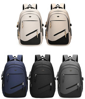 Sac à dos étudiant décontracté imperméable en tissu Oxford pour homme, léger et portable, avec doublure en polyester, sacoche pour ordinateur portable, idéal pour les voyages d'affaires