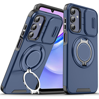 Coque de protection robuste pour objectif d'appareil photo avec béquille rotative et anneau magnétique pour Samsung A16, étui de téléphone en TPU+PC rigide