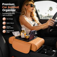 Organisateur de console centrale de voiture Luxfit en cuir Nappa de luxe, boîte de rangement, porte-gobelet, boîte à mouchoirs, emplacement pour téléphone, universel