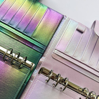 Portefeuille-classeur en cuir serpent métallisé A5 A6 A7 avec pochette zippée pour organiser et gérer le budget