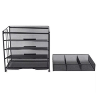Grande capacité 4 niveaux porte-fichiers tiroir métal bureau organisateur de bureau 3 compartiments maille accessoires organisateur bureau