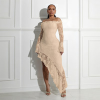 Robe sans bretelles de style européen et américain, similaire à une robe asymétrique, robe longue unie pour femmes