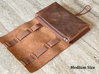 Organizador de cables y cargador de cuero hecho a mano para hombre y mujer, bolsa de viaje con Usb, Funda de cuero