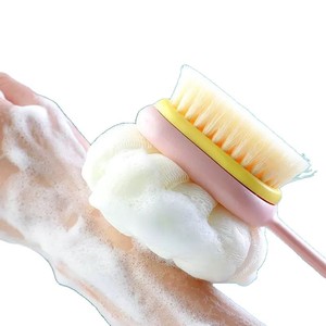 Zenidoo 1Pcs Modern Pink <b>Sponge</b> Long Soft Hair Bath <b>Shower</b> Brush Doubleside Rub Back Scrubber Exfoliating Tool for Adult Body - Product Image 1