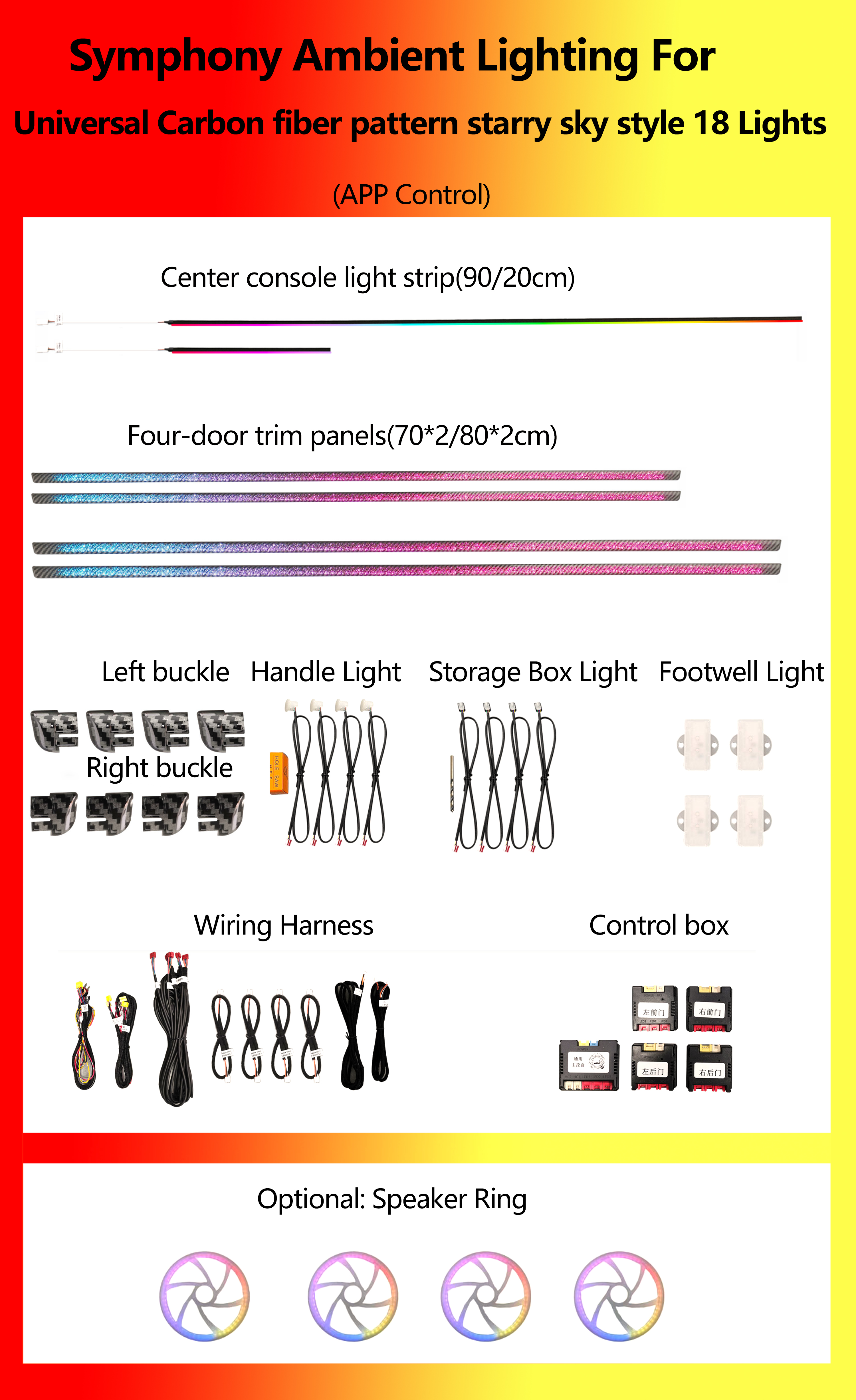 Universal Symphony Kit 18 en 1 ciel étoilé motif fibre de carbone