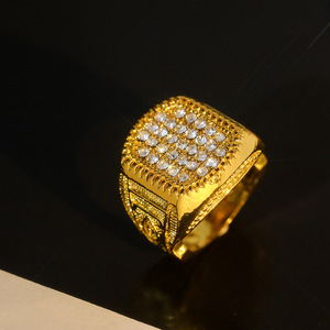خاتم ألماس أسود مصنوع من سبائك الكريستال وأدراج حجر الراين هندسية للرجال - Product Image 2