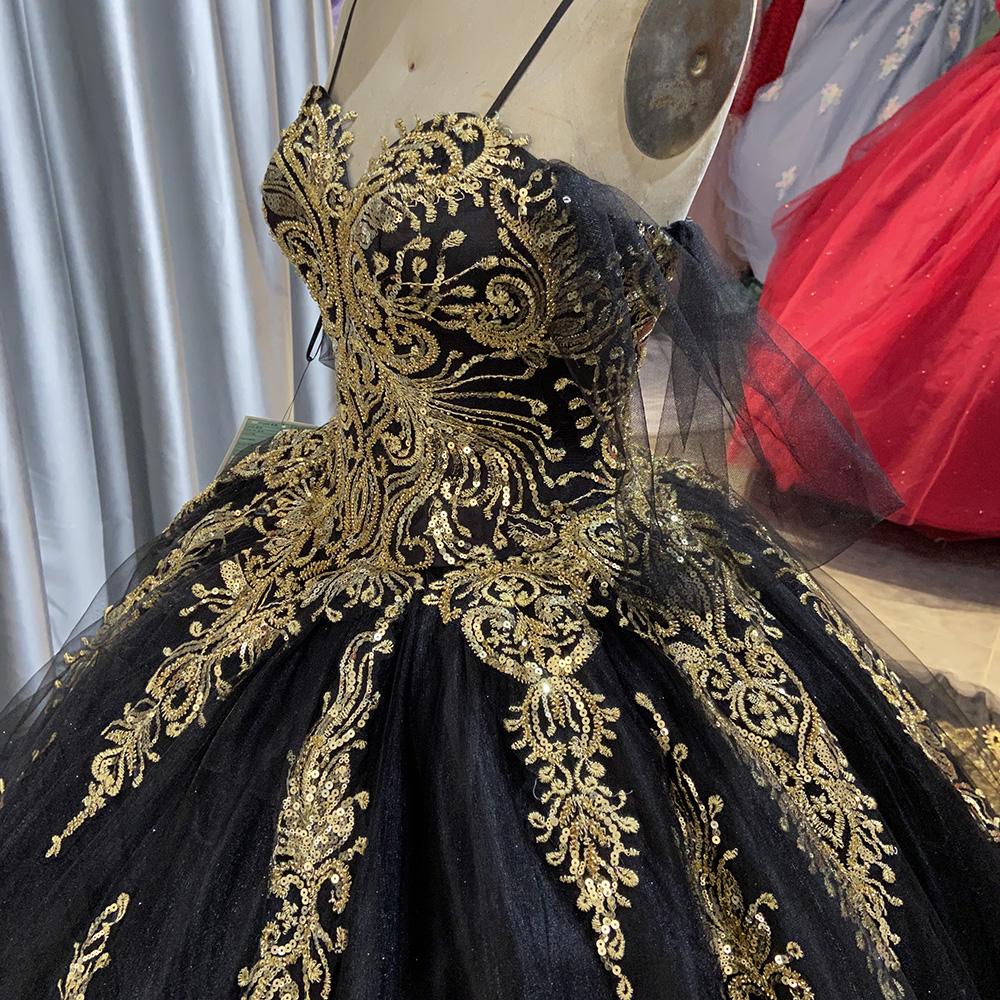 Jancember LSRZ16 Fashion Black Golden Empire Evening Gowns Dresses for  Girls| Alibaba.com