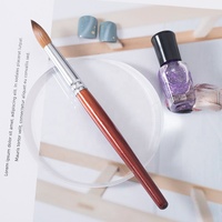 Pinceau à ongles rond en acrylique classique avec manche en bois rouge, 100% poils de Kolinsky Sable, logo personnalisé pour salon de manucure professionnel