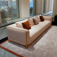 Canapé en tissu velours au design moderne et luxueux, structure en acier inoxydable, ensemble de canapés haut de gamme pour salon, meubles de villa
