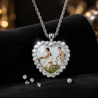 Collier en métal personnalisable en forme de cœur avec portrait de couple et accessoires portables
