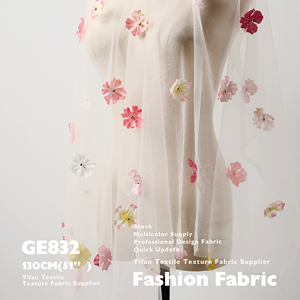 Nuevo estilo flor <span class=keywords><strong>estambre</strong></span> diseño perspectiva malla 3D bordado tela para vestido <span class=keywords><strong>de</strong></span> novia ropa para niños - Product Image 4