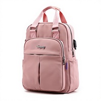 Nouveau sac à dos pour ordinateur portable de style universitaire pour femmes, décontracté, en nylon, avec fermeture éclair, chargement USB, grande capacité, pour les voyages