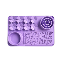 Tapis de léchage en silicone à motif solide pour animaux de compagnie, gamelle anti-glouton écologique pour chiens et chats, matériau sûr et imperméable pour le plaisir des animaux