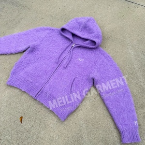 Nouveau design streetwear, sweat à capuche pour homme, pull en tricot d'hiver, sweat à capuche personnalisé à rayures, sweat en mohair moelleux - Product Image 4