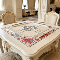 Set Mahjong Americano Vintage Marrone a Scacchiera Squisito, Accessori per Tessere Mahjong, Borsa per Mahjong, Supporti per Mahjong, Tappetino per Mahjong