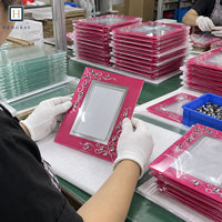 Cadre photo en verre orné de luxe avec décoration en cristal, cadre photo décoratif moderne pour bureau, maison, cadeau de mariage