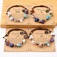 Nouveau Bracelet en Gravier Naturel Signes du Zodiaque pour Femme, Style Instagram, Cordon Tressé de Niche, Rhodonite Porte-Bonheur