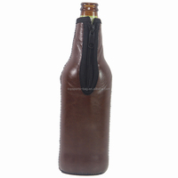 Étui isotherme personnalisé en néoprène pour bouteille de bière, en cuir PU avec fermeture éclair, pour cadeaux promotionnels de boissons