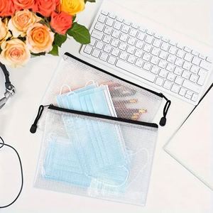 Custom A4 Waterproof PVC Mesh Document Bag with Zipper Closure and Pocket for School Office Supplies Storage - Product Image 2