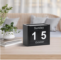Calendrier en blocs de bois personnalisé pour bureau, affichage quotidien des dates, blocs décoratifs mignons pour la maison, le bureau, la salle de classe des enseignants, noir