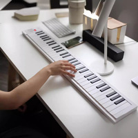 Portable Foldable 61-Key Educational Electronic Piano Keyboard Rechargeable Battery 3.5mm Headphone Jack (Plastic Material) for