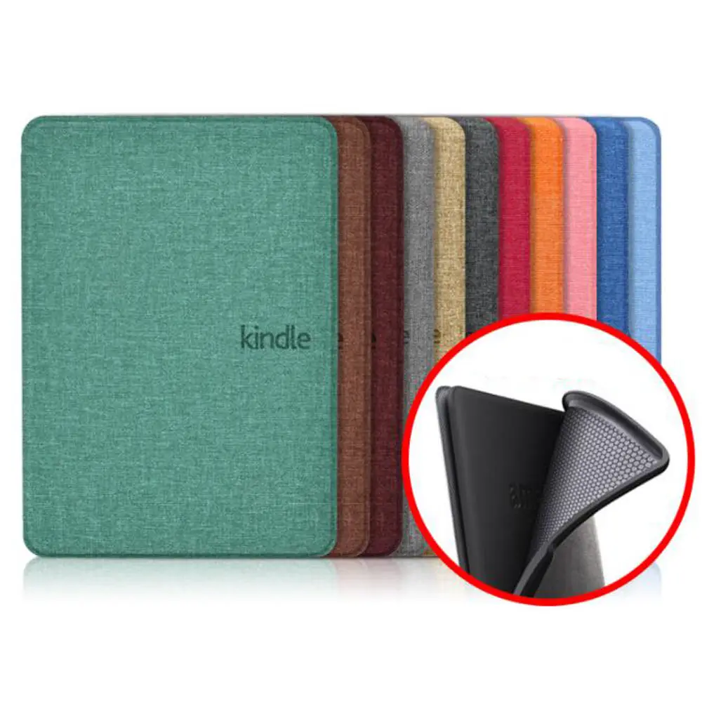 Ultra Thin Flip-style Cloth+TPU Hard Shell Cover Case for Kindle Paperwhite 543