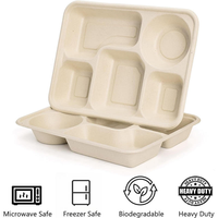 Barquette jetable compostable en bagasse de canne à sucre à compartiments multiples, contenant alimentaire écologique à emporter pour la restauration américaine