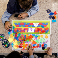 Balok Pola Transparan Mainan Edukasi Dini Set Balok Bangunan Kartu Aktivitas Puzzle Pengajaran TK Dadu untuk Segala Usia