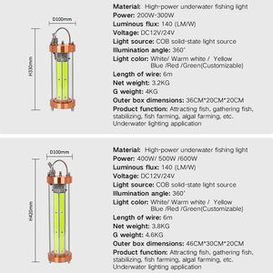 Lampe de pêche submersible 600W 12V blanche et bleue IP68 316L, lampe de pêche en <span class=keywords><strong>eau</strong></span> profonde, lampe de pêche étanche - Product Image 3