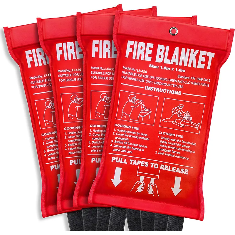 Custom Fiberglass Cloth Emergency 40X40 Fire Blanket Para Home Kitchen 40 "* 40" Pack De 4 Pessoas Pessoa Venda Casa