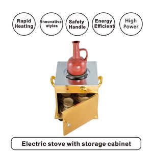 Goldfarbener Medeja Fernelo Jebena Einzelbrenner Elektroherd mit Aufbewahrungsschrank für Äthiopische Habesha Kaffeezeremonie - Product Image 4