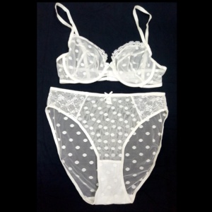 Damen-BH Sexy Spitze Weiß Transparentes BH-Slip-Set Maßanfertigung Übergröße für Mollige Frauen - Product Image 1