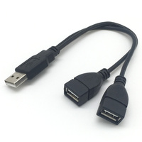 Cable USB 2.0 de Tipo A Macho a Doble Tipo A Hembra en Forma de Y para PC y Uso Industrial, Conector de Extensión