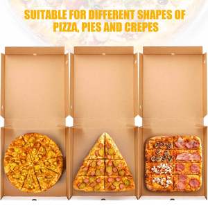 Boîte à pizza en papier kraft avec logo personnalisé imprimé, imperméable, écologique, en carton ondulé, pour la <span class=keywords><strong>livraison</strong></span> en gros - Product Image 2