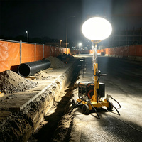 Tour d'éclairage mobile, générateur diesel, éclairage à ballon, 4x400W LED Lumen, éclairage portable pour chantier de construction
