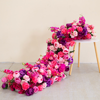 Chemin de table en soie rouge bordeaux et blanc, style tendance, pour mariage, allée de cérémonie, tapis de sol extérieur, décoration artificielle de fond