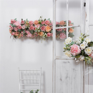 Décoration d'arche de mariage, rangée de fleurs de roses et pivoines pour événements extérieurs, aménagement de scène, décoration de zone d'accueil - Product Image 3