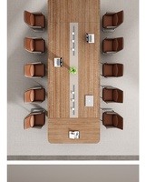 Table rectangulaire en MDF pour bureau de formation et de conférence, design moderne et épuré, pieds en fer, avec boîte de rangement pour câbles, et chaise assortie - Nouveauté très demandée