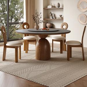 Ensemble table et chaises rondes en bois massif style nordique, 4 pièces, structure robuste pour salle à manger - Product Image 2