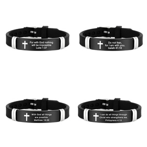 Pulsera Deportiva/Casual Unisex <span class=keywords><strong>de</strong></span> Acero Inoxidable con Versículos Bíblicos Grabados, Regalo para Días Festivos - Product Image 5
