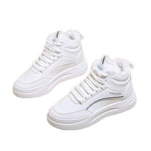 Zapatos de Terciopelo Blancos de Caña Alta para Mujer, Primavera/Otoño/Verano, Versión Coreana, Antideslizantes, Versátiles, Zapatos de Estudiante, Cálidos - Product Image 1