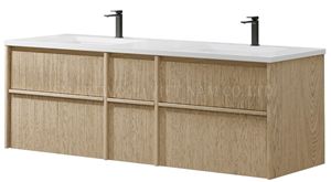 Tocador de baño montado moderno todo en uno con encimera de mármol - Product Image 4