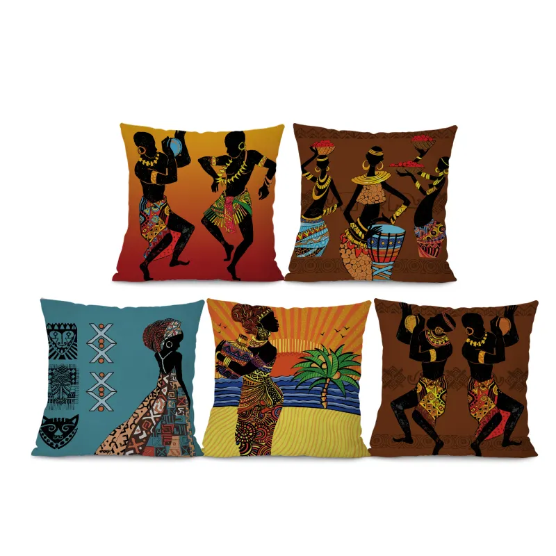 Abstract Afrikaanse Dansen Print Home Decor Kussen Kussenhoezen Stoel Terug Ondersteuning
