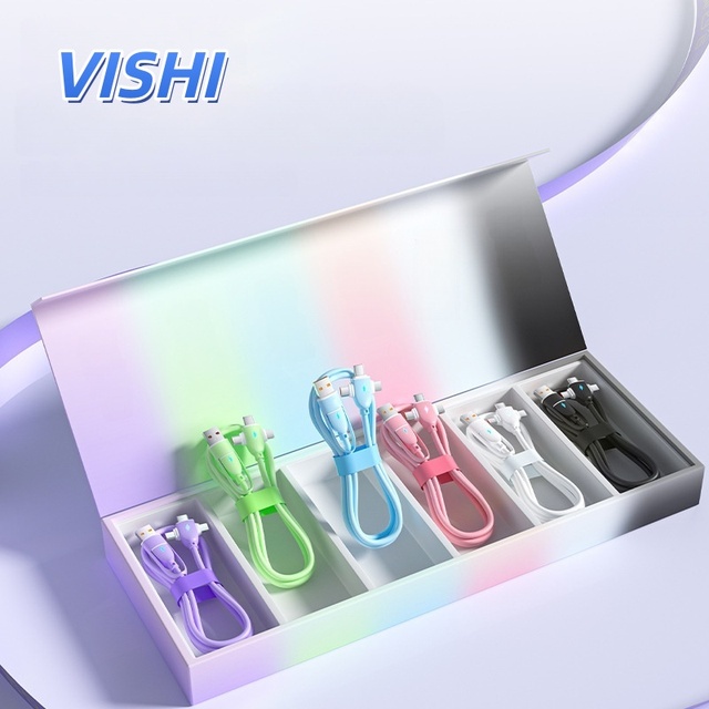 Hot Selling 5A Fast Charging Cable Liquid Silicone 5-in-1 Multi-Interface Universal 1m Rotational for Mobile Phone
