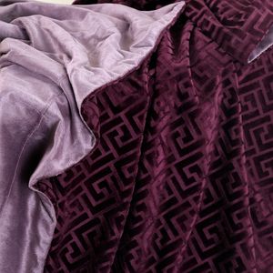 FY patrones de traste chino franela quemada polar diseño de moda suave cálido lujo púrpura oscuro manta Raschel Manta - Product Image 3