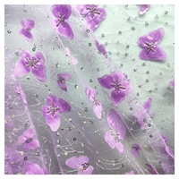 YX2056 Nouveauté 2025 Tissu en Tulle Brodé de Perles et de Fleurs Papillon 3D avec Paillettes, Tissu de Dentelle Tendance pour Mariage