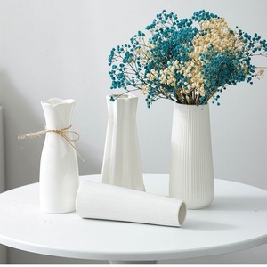 <span class=keywords><strong>Vaso</strong></span> per Composizioni Floreali in Stile Europeo, Portafiori in Ceramica Bianca Semplice e Accessorio Decorativo per Fiori Freschi Idroponici - Product Image 4