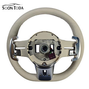 Volant modifié en cuir beige avec ligne blanche perforée SOON TODA pour <span class=keywords><strong>Mercedes</strong></span> Benz a GLA B GLB C <span class=keywords><strong>GLC</strong></span> E GLE CLS ZC-809-P70-F - Product Image 1