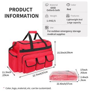 Sac rouge personnalisé de grande capacité pour l'extérieur Sac de traumatologie de survie d'urgence Sac de rangement de fournitures médicales Trousse de premiers soins - Product Image 4
