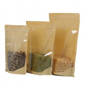 Sac en papier kraft brun écologique pour aliments avec fermeture éclair transparente 10x15cm, pack promotionnel - Product Image 3